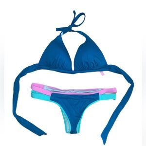 Victoria’s Secret 2 Piece Bikini Strappy Booty Scrunch Swimsuit Turquoise
